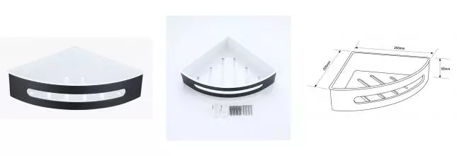 Угловая полка в ванну «Raglo» R340.01.06 на стену чёрная матовая