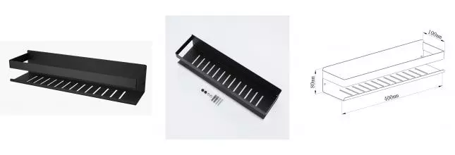 Полка в ванну «Raglo» R340.03.06 на стену чёрная матовая