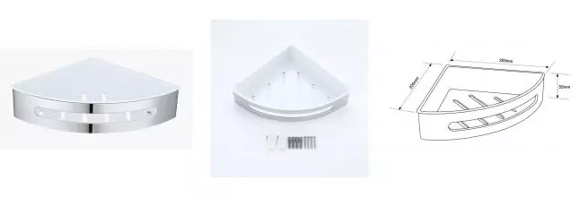 Угловая полка в ванну «Raglo» R340.01 на стену хром