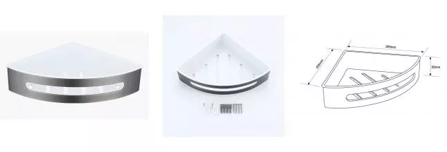 Угловая полка в ванну «Raglo» R340.01.09 на стену графит