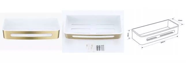 Полка в ванну «Raglo» R340.02.03 на стену матовое золото