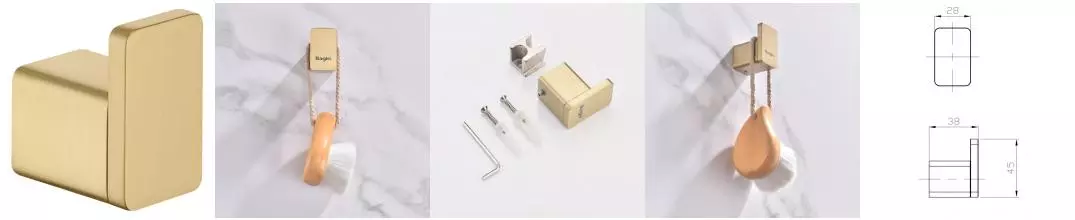 Крючок «Raglo» R301.05.03 на стену матовое золото