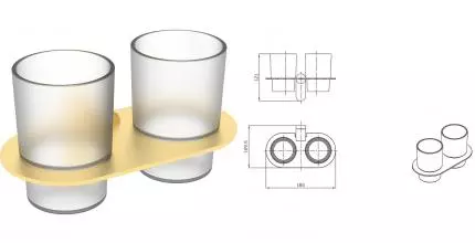 Двойной стакан для зубных щёток «Raglo» R300.08.03 на стену матовое золото