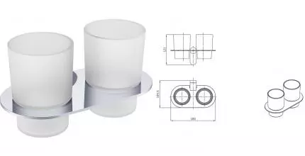 Двойной стакан для зубных щёток «Raglo» R300.08 на стену хром