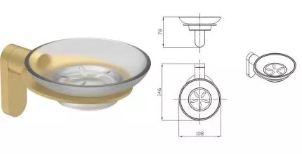 Мыльница «Raglo» R300.02.03 на стену матовое золото