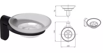 Мыльница «Raglo» R300.02.06 на стену чёрная матовая