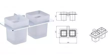 Двойной стакан для зубных щёток «Raglo» R301.08 на стену хром