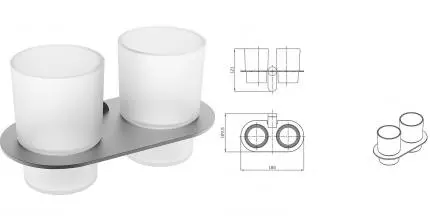 Двойной стакан для зубных щёток «Raglo» R300.08.09 на стену графит
