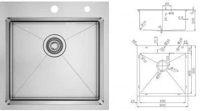Мойка для кухни «Raglo» R700.5050.05 50/50 нержавеющая сталь сатин