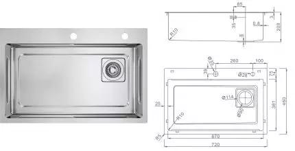 Мойка для кухни «Raglo» R702.7246.05 72/46 нержавеющая сталь сатин