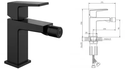 Смеситель для биде «Splenka» S01.50.06 чёрный матовый