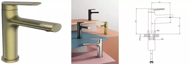 Смеситель для раковины «Splenka» S50.10.03 матовое золото