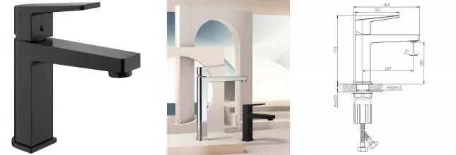 Смеситель для раковины «Splenka» S02.10.06 чёрный матовый