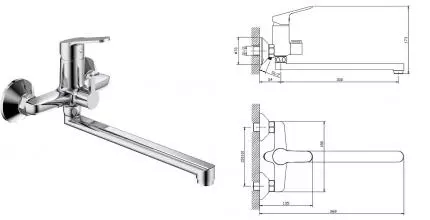 Смеситель для ванны с душем «Splenka» S07.22 хром