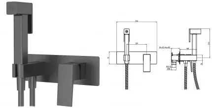 Смеситель с гигиеническим душем «Splenka» S01.52.09 графит