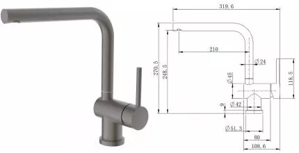 Смеситель для кухонной мойки «Splenka» S205.40.09 графит Смеситель для кухонной мойки «Splenka» S205.40.09 графит