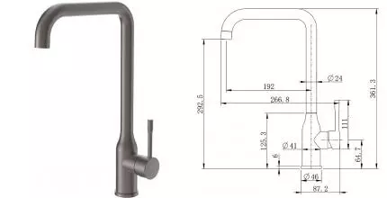 Смеситель для кухонной мойки «Splenka» S206.40.09 графит Смеситель для кухонной мойки «Splenka» S206.40.09 графит