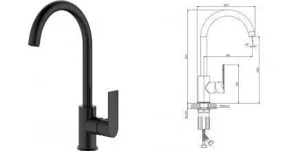 Смеситель для кухонной мойки «Splenka» S05.40.06 чёрный матовый