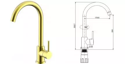 Смеситель для кухонной мойки «Splenka» S201.40.03 матовое золото Смеситель для кухонной мойки «Splenka» S201.40.03 матовое золото