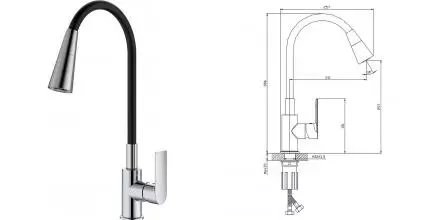 Смеситель для кухонной мойки «Splenka» S05.43 хром/чёрный Смеситель для кухонной мойки «Splenka» S05.43 хром/чёрный