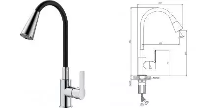 Смеситель для кухонной мойки «Splenka» S06.43 хром/чёрный