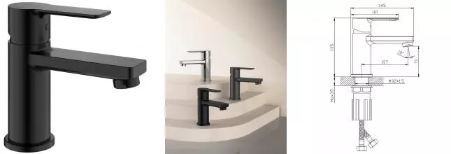 Смеситель для раковины «Splenka» S06.10.06 чёрный матовый