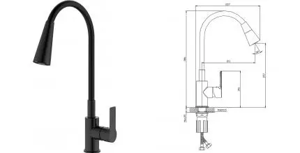 Смеситель для кухонной мойки «Splenka» S06.43.06 чёрный матовый