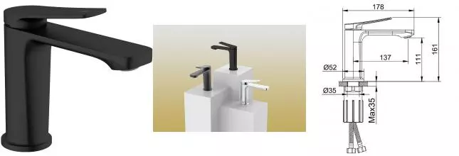 Смеситель для раковины «Splenka» S40.10.06 чёрный матовый