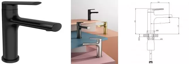 Смеситель для раковины «Splenka» S50.10.06 чёрный матовый