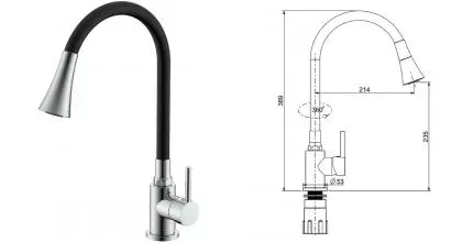 Смеситель для кухонной мойки «Splenka» S201.4306 хром/чёрный Смеситель для кухонной мойки «Splenka» S201.4306 хром/чёрный