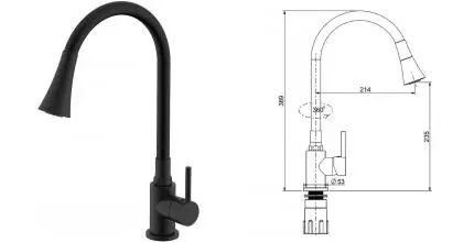 Смеситель для кухонной мойки «Splenka» S201.4306.06 чёрный матовый Смеситель для кухонной мойки «Splenka» S201.4306.06 чёрный матовый