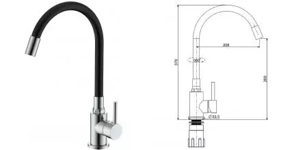 Смеситель для кухонной мойки «Splenka» S201.4406 хром/чёрный Смеситель для кухонной мойки «Splenka» S201.4406 хром/чёрный