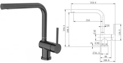 Смеситель для кухонной мойки «Splenka» S205.40.06 чёрный матовый