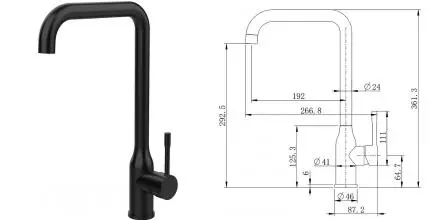 Смеситель для кухонной мойки «Splenka» S206.40.06 чёрный матовый