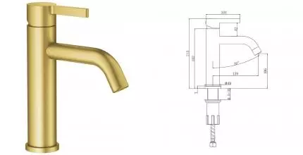 Смеситель для раковины «Splenka» S221.10.03 матовое золото Смеситель для раковины «Splenka» S221.10.03 матовое золото