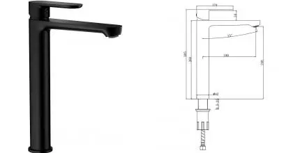 Смеситель для раковины «Splenka» S222.15.06 чёрный матовый Смеситель для раковины «Splenka» S222.15.06 чёрный матовый