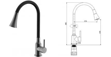 Смеситель для кухонной мойки «Splenka» S201.4306.09 графит/чёрный Смеситель для кухонной мойки «Splenka» S201.4306.09 графит/чёрный