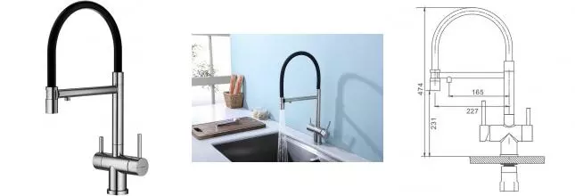 Смеситель для кухни с подключением к фильтру «Splenka» S70.63.05 сатин/чёрный