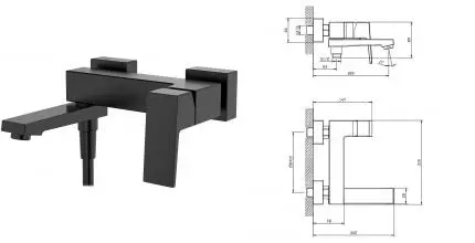 Смеситель для ванны с душем «Splenka» S01.30.06 чёрный матовый