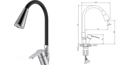 Смеситель для кухонной мойки «Splenka» S07.43 хром/чёрный