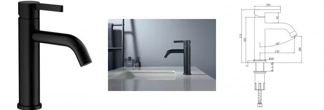 Смеситель для раковины «Splenka» S221.10.06 чёрный матовый Смеситель для раковины «Splenka» S221.10.06 чёрный матовый