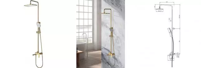 Душевая система «Splenka» S31.24.03 матовое золото