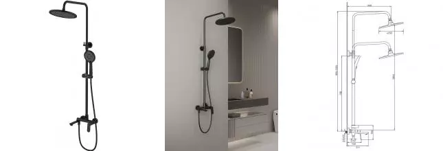 Душевая система «Splenka» S41.24.06 чёрная матовая