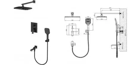 Душевая система «Splenka» S31.27.06 чёрная матовая