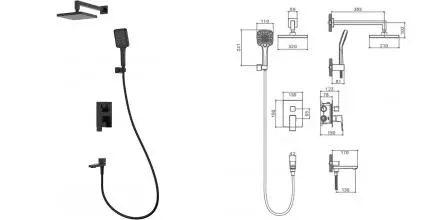 Душевая система «Splenka» S01.27.06 чёрная матовая