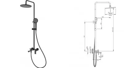 Душевая система «Splenka» S05.24.06 чёрная матовая