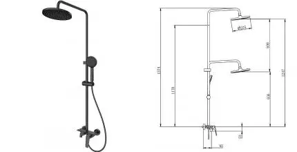 Душевая система «Splenka» S53.24.06 чёрная матовая