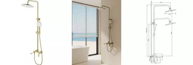 Душевая система «Splenka» S41.24.03 матовое золото