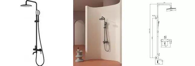 Душевая система «Splenka» S221.24.06 чёрная матовая