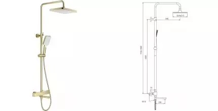Душевая система «Splenka» S224.26.03 с термостатом матовое золото